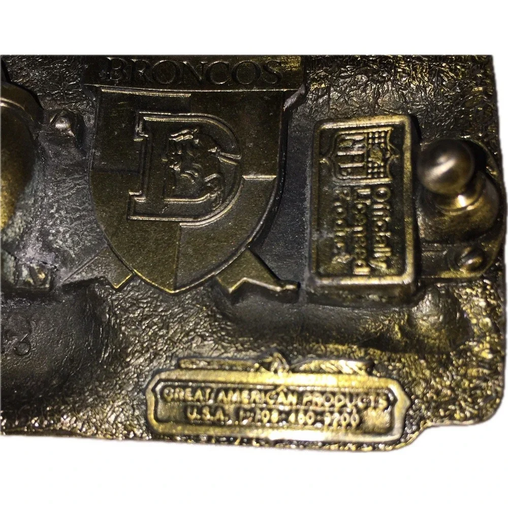 Great American Products Denver Broncos NFL Bronze Belt Buckle Football